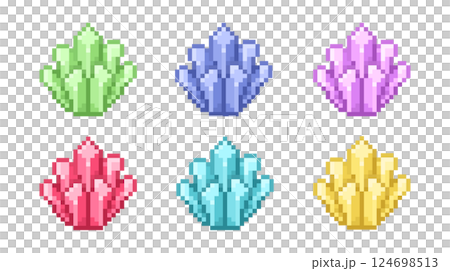クリスタル6色のピクセルイラストレーション 124698513