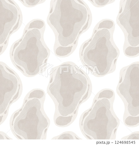 Seamless pattern of watercolor spots. Beige stones and puddles of liquid. Animal shrug pattern. Round soft shapes. Watercolor illustration. Hand drawing. High quality illustration Seamless pattern of watercolor spots. Beige stones and puddles of liquid. Animal shrug pattern. Round soft shapes. Watercolor illustration. Hand drawing. High quality illustration 124698545