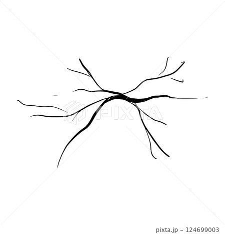 Earthquake damage with cracked wall split, broken concrete texture. Structural destruction from seismic activity, dangerous building fracture. Flat vector illustration isolated on white background. 124699003