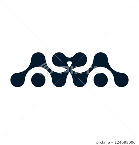 Organic connect pattern with metaball molecules. Geometric blob shapes and fluid dots. Flat vector illustration isolated on white background. 124699006
