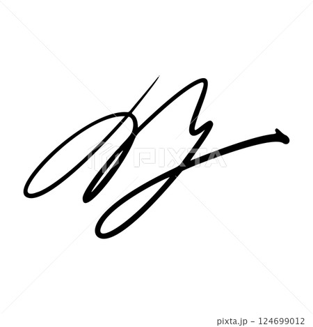 Handwritten signature name sign with random letter forms. Fake autograph for contract or document use. Flat vector illustration isolated on white background. Handwritten signature name sign with random letter forms. Fake autograph for contract or document use. Flat vector illustration isolated on white background. 124699012