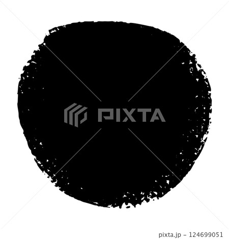 Hand-scribbled crayon circles with pastel texture. Paint oval shapes and wax pencil strokes. Flat vector illustration isolated on white background. 124699051