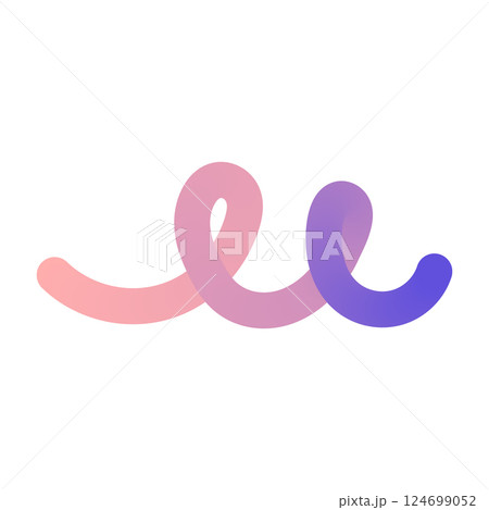 Abstract gradient wave pattern with wavy 3D shapes and geometric squiggles. Modern doodle design with colorful ribbon elements. Flat vector illustration isolated on white background. 124699052
