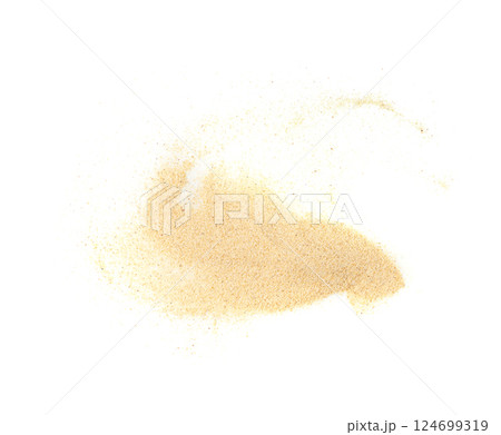 Garlic powder pile isolated, dried granulated chopped crushed garlic on white background 124699319