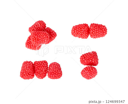 Gummy berries, chewy raspberries or jelly blackberries, gelatin candies fruit marmalade 124699347