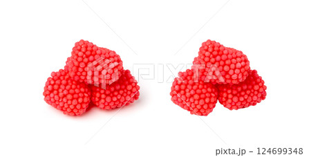 Gummy berries, chewy raspberries or jelly blackberries, gelatin candies fruit marmalade 124699348
