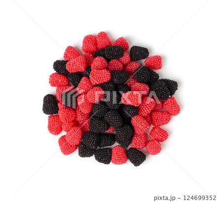 Gummy berries, chewy raspberries or jelly blackberries, gelatin candies fruit marmalade Gummy berries, chewy raspberries or jelly blackberries, gelatin candies fruit marmalade 124699352
