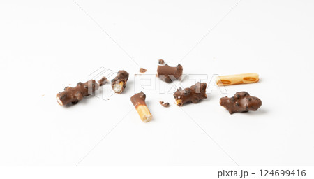 Chocolate cookie sticks, long choco pastries, japan biscuit tubes, korea cracker sticks 124699416