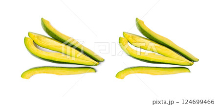 Avocado Isolated, Whole Avokado, Green Avocados Slice, Fresh Alligator Pear, Long Avocado Fruit Avocado Isolated, Whole Avokado, Green Avocados Slice, Fresh Alligator Pear, Long Avocado Fruit 124699466