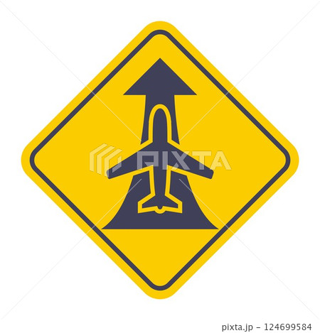 Flat image of black silhouette of passenger plane taking off, Flat image of black silhouette of passenger plane taking off, 124699584