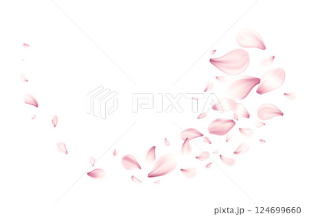 Vector Illustration of Beautiful Pink Rose Petals in a Flowing Pattern on White Background Vector Illustration of Beautiful Pink Rose Petals in a Flowing Pattern on White Background 124699660