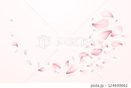 Vector Illustration of Pink Rose Petals Swirling Gracefully on a Soft Gradient Background 124699662