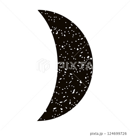 Lunar moon phases with crescent, half, and full cycle, celestial night sky elements, black and white astronomy icon set. Flat vector illustration isolated on white background. 124699726