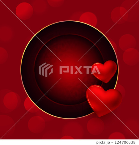 valentines day empty frame background with 3d love heart 124700339