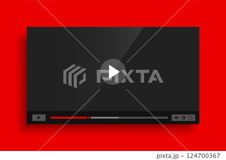 modern red video player template with glossy effect 124700367