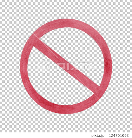 Prohibited red sign, forbidden icon, symbol with transparent background inside. Watercolor illustration showing bad things that harm humanity. From my collection about environmental protection Prohibited red sign, forbidden icon, symbol with transparent background inside. Watercolor illustration showing bad things that harm humanity. From my collection about environmental protection 124701098