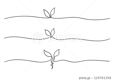 Growing sprout one line art collection. Vector Illustration 124701350