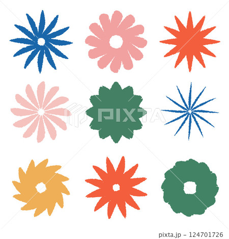 Abstract flower patterns collection. Colorful vector illustration. 124701726