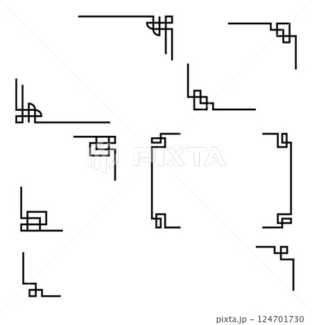 Traditional chinese border frame with black geometric pattern. 124701730