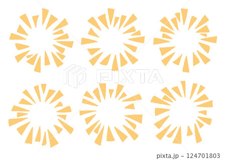 Yellow fireworks doodle collection.Vector illustration. 124701803