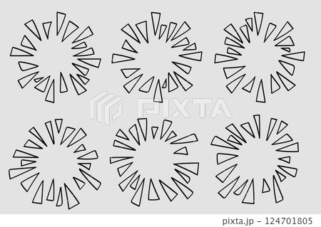 Abstract Hand Drawn Cartoon Firework Line Vintage Collection Abstract Hand Drawn Cartoon Firework Line Vintage Collection 124701805