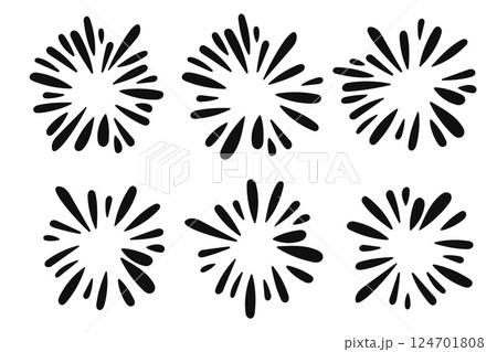 Abstract silhouette cartoon fireworks vintage collection. Abstract silhouette cartoon fireworks vintage collection. 124701808