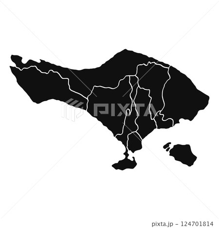 Bali indonesia map. Map of Bali Island is isolated on a white background. Bali indonesia map. Map of Bali Island is isolated on a white background. 124701814