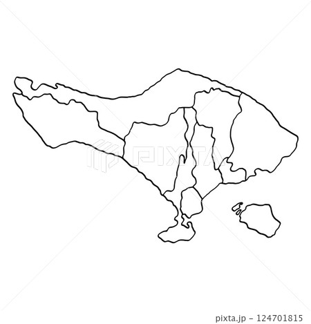 Bali indonesia outline map. Map of Bali Island is isolated on a white background. Bali indonesia outline map. Map of Bali Island is isolated on a white background. 124701815