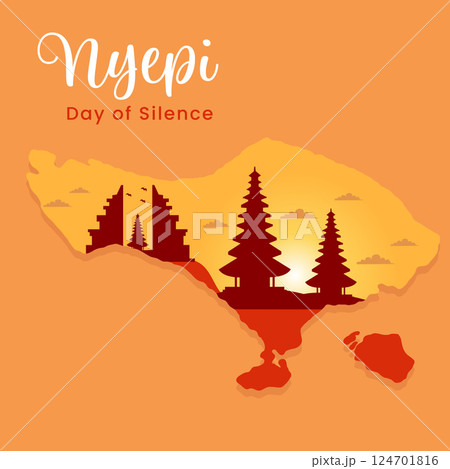 Nyepi Day.Balinese Day of Silence Greeting.Vector illustration 124701816