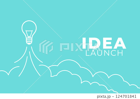 innovative idea launching concept background with light bulb sign 124701841