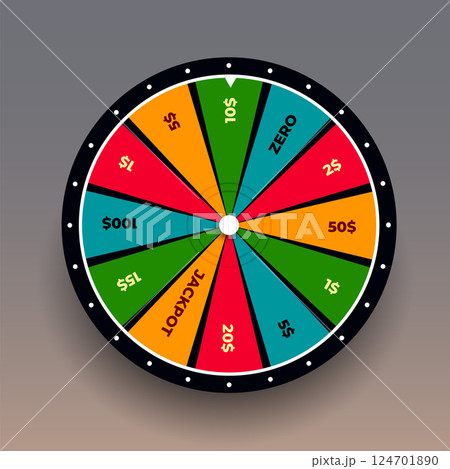 modern fortune wheel background for rotate and win cash prize 124701890