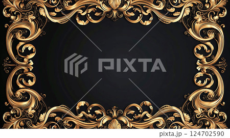 ゴールド装飾フレーム背景 ゴールド装飾フレーム背景 124702590
