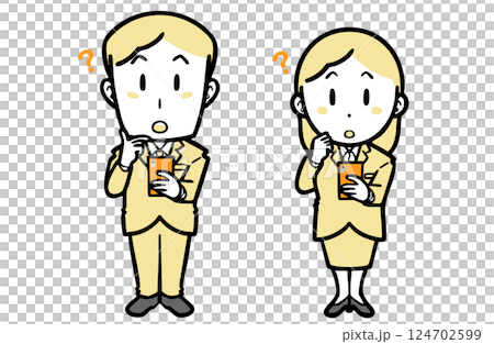 Young men and women in suits holding smartphones Young men and women in suits holding smartphones 124702599