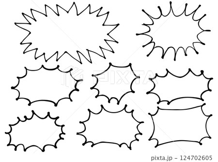 ペン線画手書き 吹き出し ギザギザセット ペン線画手書き 吹き出し ギザギザセット 124702605