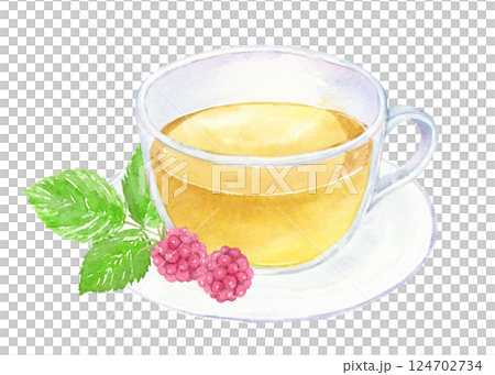 水彩覆盆子葉茶 124702734