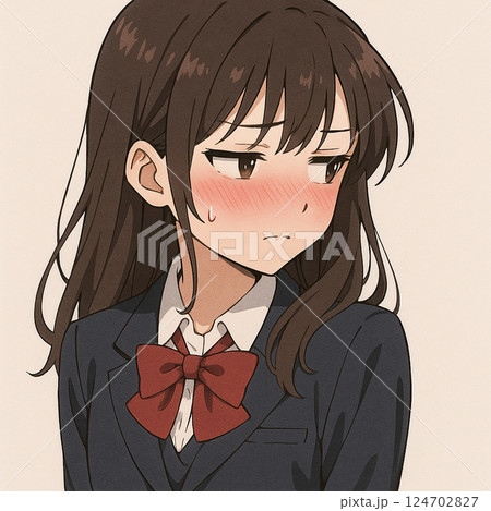 頬を赤らめ目をそらす女子高校生 124702827