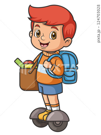 Happy Student Going to School on a gyro Scooter of illustration 124703028
