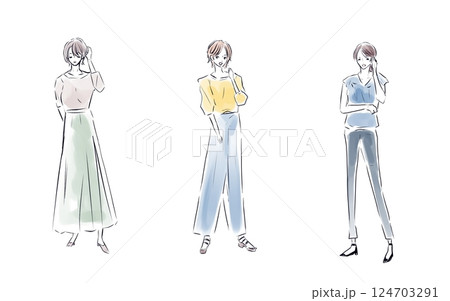 女性ファッションイラスト 女性ファッションイラスト 124703291
