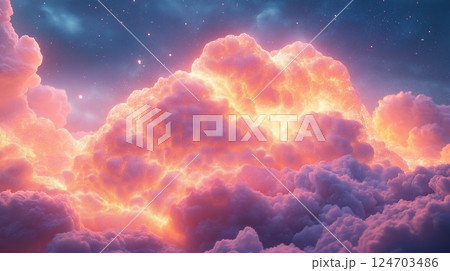 夕焼けに染まる雲 124703486