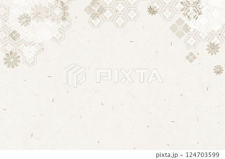日本伝統の和柄模様　ベージュカラーの和紙背景 124703599