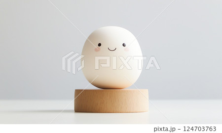 白くて丸っこい可愛いキャラクターの3Dイラスト 白くて丸っこい可愛いキャラクターの3Dイラスト 124703763