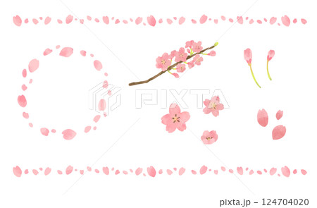 桜の花びらイラストセット 124704020