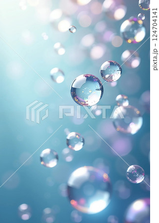 水面に浮かぶシャボン玉 124704141