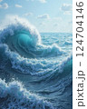 美しい海と航跡 124704146