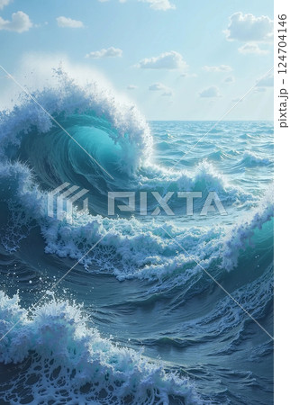 美しい海と航跡 124704146