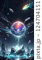 海面に反射した惑星 124704151