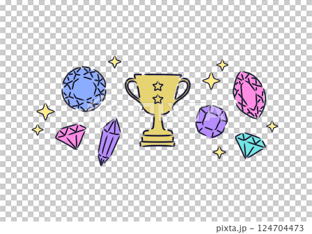 Stylish trophies and sparkling jewels 124704473