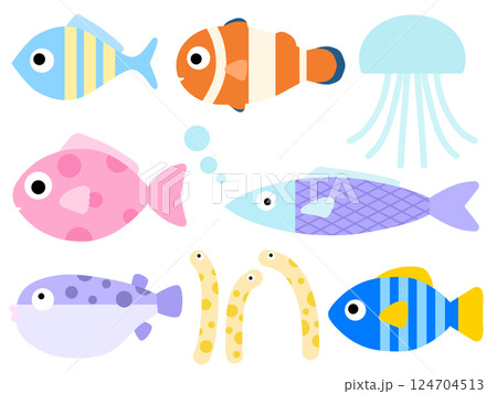 海の生き物　素材セット　A-1 124704513