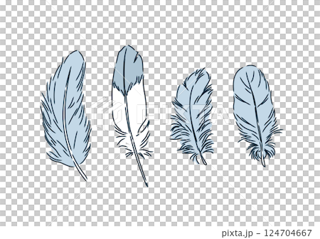 おしゃれな色々な鳥の羽(ブルー) おしゃれな色々な鳥の羽(ブルー) 124704667