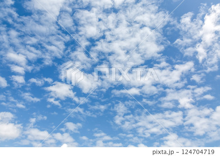 天空の青空に浮く雲の造形【背景素材】 天空の青空に浮く雲の造形【背景素材】 124704719